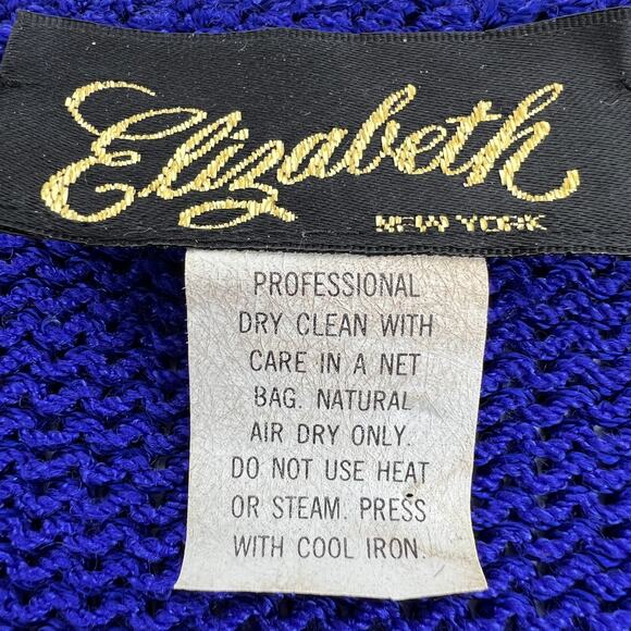 Vintage Elizabeth New York Blue Purple Embellished 3 Piece Wool Knit Set Size M - Picture 11 of 13